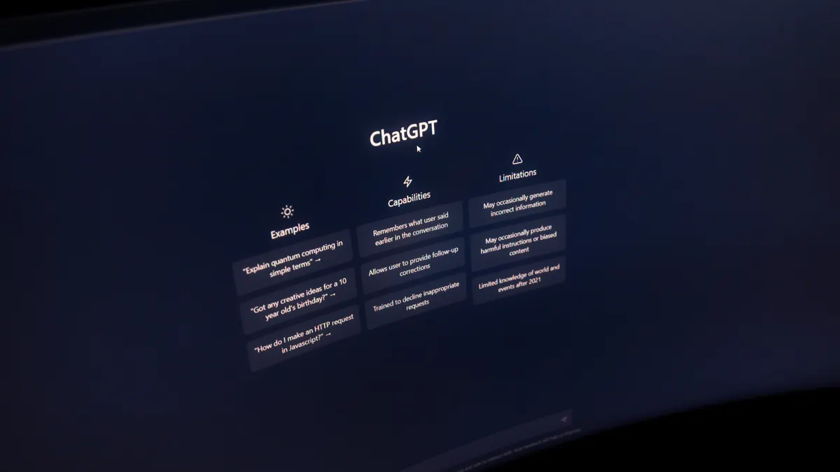 ChatGPT homepage on a monitor