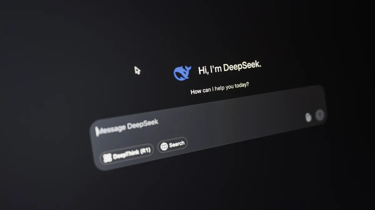 Frase review for SEO content research and briefs — DeepSeek AI Chat Interface on Dark Screen